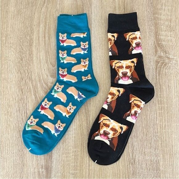 Dog Print Socks Corgi and Pitbull Print Socks - Picture 2 of 4